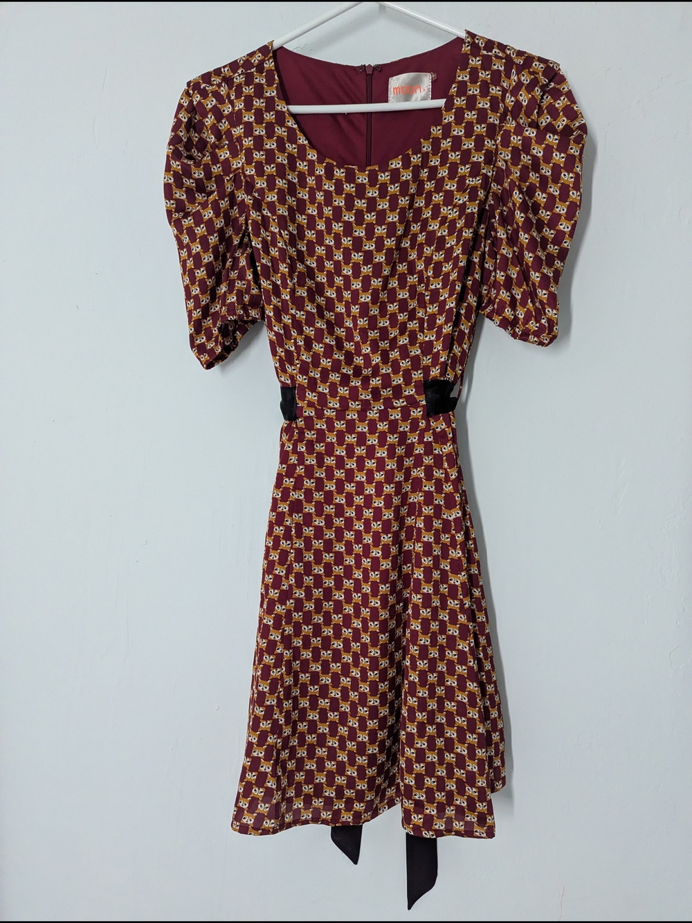 Vintage-Inspired Red Panda Patterned Fit & Flare Dress